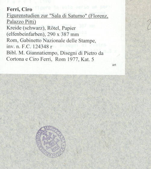 Rückseite von Bibliotheca Hertziana [https://www.deutsche-digitale-bibliothek.de/content/lizenzen/rv-fz/] Figurenstudien zur "Sala di Saturno" (Florenz, Palazzo Pitti) - , bh018085_recto. Foto.