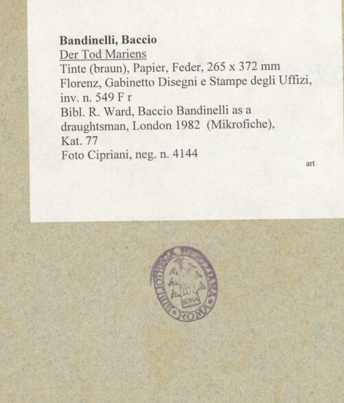 Rückseite von Cipriani [https://www.deutsche-digitale-bibliothek.de/content/lizenzen/rv-fz/] Der Tod Mariens - , bh019653_recto. Foto.