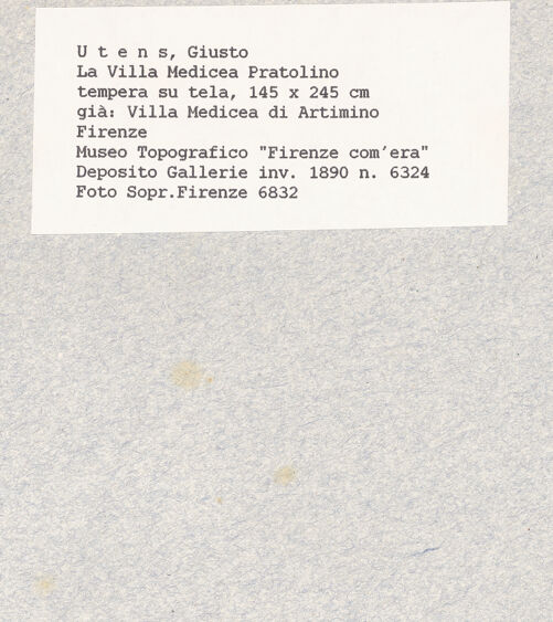 Rückseite von Sopr. BAS FI [https://www.deutsche-digitale-bibliothek.de/content/lizenzen/rv-ez/] Veduten der Medici-VillenAnsicht der Villa Medicea di Pratolino - Gesamtansicht, bh045118_recto. Foto.