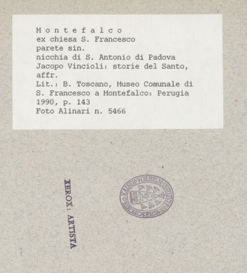 Rückseite von Alinari [https://www.deutsche-digitale-bibliothek.de/content/lizenzen/rv-ez/] Szenen aus dem Leben des Heiligen Antonius von Padua - Gesamtansicht, bh045193_recto. Foto.