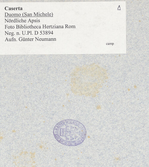 Rückseite von Bibliotheca Hertziana [https://www.deutsche-digitale-bibliothek.de/content/lizenzen/rv-fz/] DuomoApsiden - Nordapsis, Detail, bh048272_recto. Foto: Neumann, Günter.