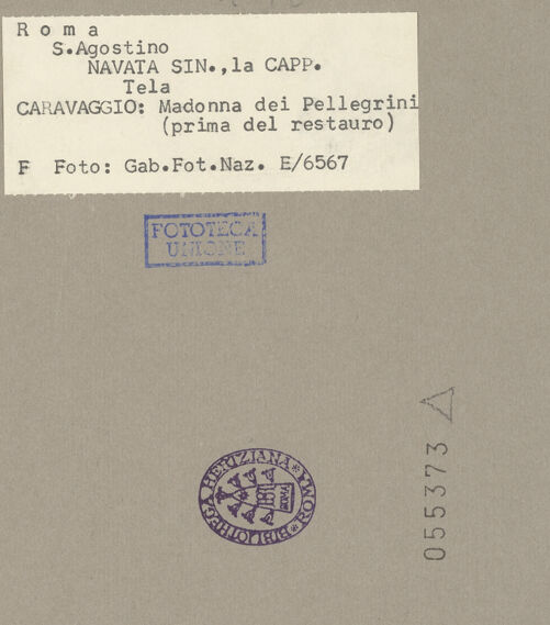 Rückseite von ICCD [https://www.deutsche-digitale-bibliothek.de/content/lizenzen/rv-ez/] Madonna dei Pellegrini, detta 'Madonna di Loreto' - Gesamtansicht (vor der Restaurierung), bh055373_recto. Foto.