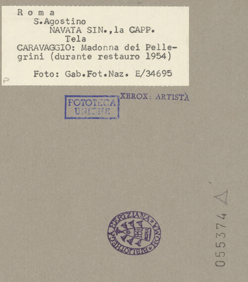 Rückseite von ICCD [https://www.deutsche-digitale-bibliothek.de/content/lizenzen/rv-ez/] Madonna dei Pellegrini, detta 'Madonna di Loreto' - Gesamtansicht (während der Restaurierung), bh055374_recto. Foto.