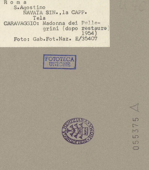 Rückseite von ICCD [https://www.deutsche-digitale-bibliothek.de/content/lizenzen/rv-ez/] Madonna dei Pellegrini, detta 'Madonna di Loreto' - Gesamtansicht (nach der Restaurierung), bh055375_recto. Foto.