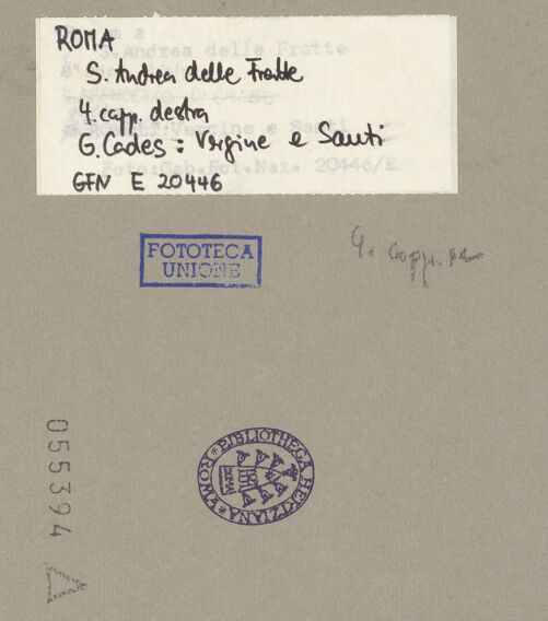 Rückseite von ICCD [https://www.deutsche-digitale-bibliothek.de/content/lizenzen/rv-ez/] Die Madonna erscheint den Seligen Gaspare de Bono und Nicolò Longobardi - Gesamtansicht, bh055394_recto. Foto.