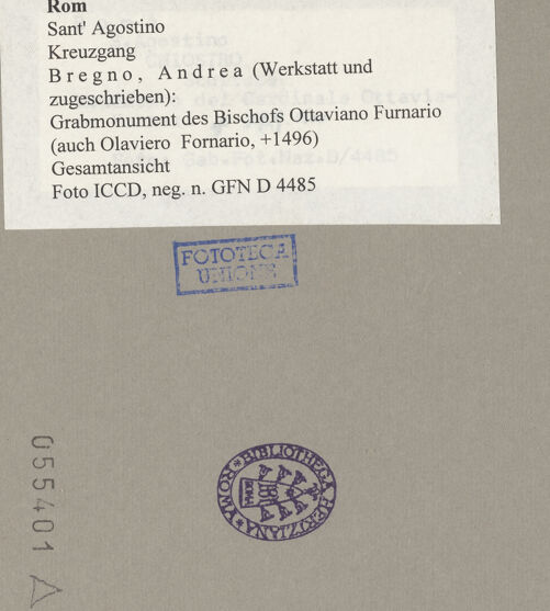 Rückseite von ICCD [https://www.deutsche-digitale-bibliothek.de/content/lizenzen/rv-ez/] Grabmonument des Bischofs Ottaviano Furnario (auch Olaviero Fornario, +1496) - Gesamtansicht, bh055401_recto. Foto.