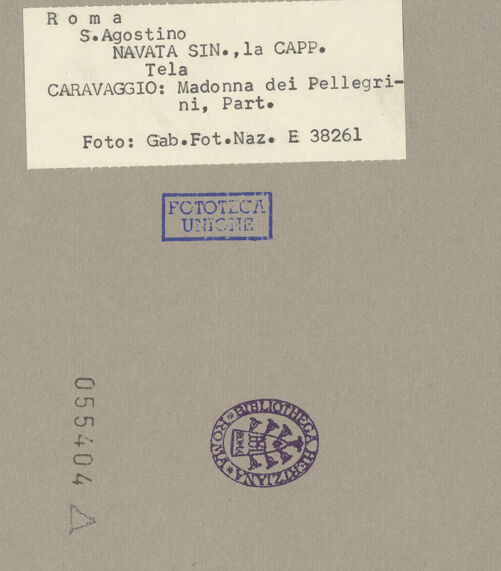 Rückseite von ICCD [https://www.deutsche-digitale-bibliothek.de/content/lizenzen/rv-ez/] Madonna dei Pellegrini, detta 'Madonna di Loreto' - Detail: Pilger, bh055404_recto. Foto.