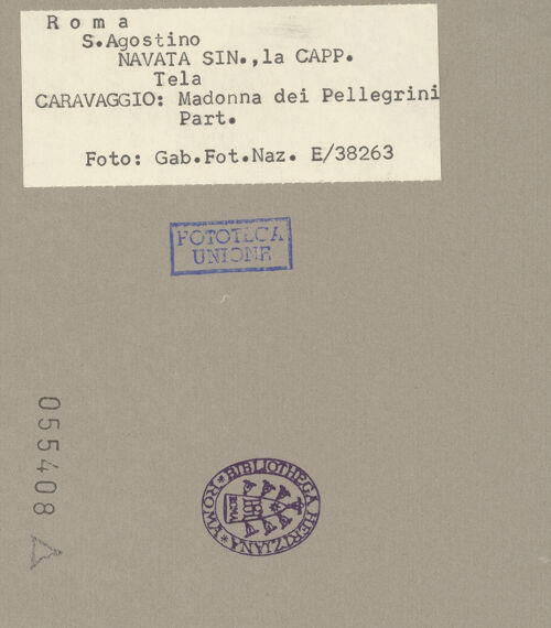 Rückseite von ICCD [https://www.deutsche-digitale-bibliothek.de/content/lizenzen/rv-ez/] Madonna dei Pellegrini, detta 'Madonna di Loreto' - Detail: Pilger, Beine, bh055408_recto. Foto.