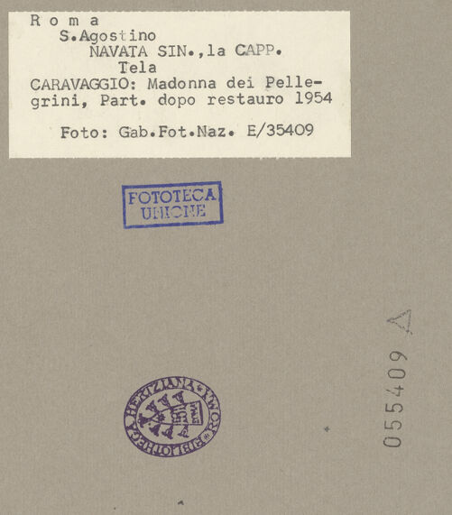 Rückseite von ICCD [https://www.deutsche-digitale-bibliothek.de/content/lizenzen/rv-ez/] Madonna dei Pellegrini, detta 'Madonna di Loreto' - Detail: Pilger (nach der Restaurierung), bh055409_recto. Foto.