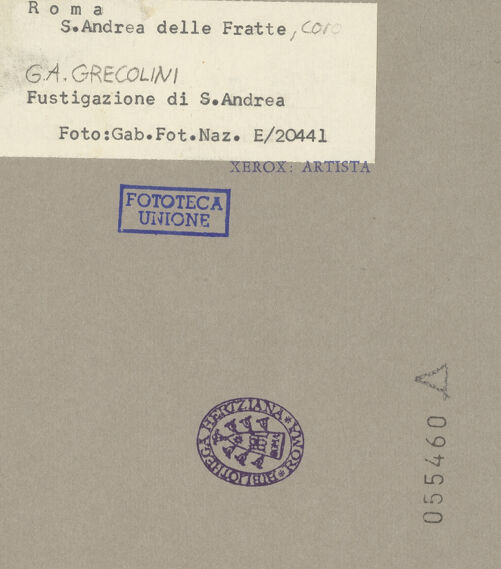 Rückseite von ICCD [https://www.deutsche-digitale-bibliothek.de/content/lizenzen/rv-ez/] Geißelung des heiligen Andreas - Gesamtansicht, bh055460_recto. Foto: Rigamonti.