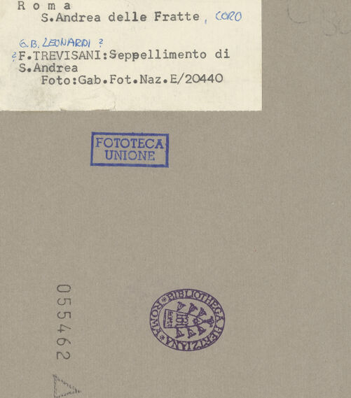 Rückseite von ICCD [https://www.deutsche-digitale-bibliothek.de/content/lizenzen/rv-ez/] Grablegung des heiligen Andreas - Gesamtansicht, bh055462_recto. Foto.