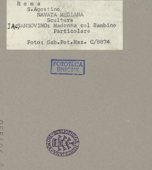 Rückseite von ICCD [https://www.deutsche-digitale-bibliothek.de/content/lizenzen/rv-ez/] Madonna del Parto - Detail: Köpfe von links, bh055496_recto. Foto.