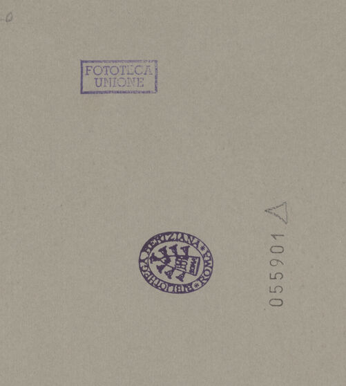 Rückseite von Alinari [https://www.deutsche-digitale-bibliothek.de/content/lizenzen/rv-ez/] Christus mit Erzengeln und Heiligen - , bh055901_recto. Foto.