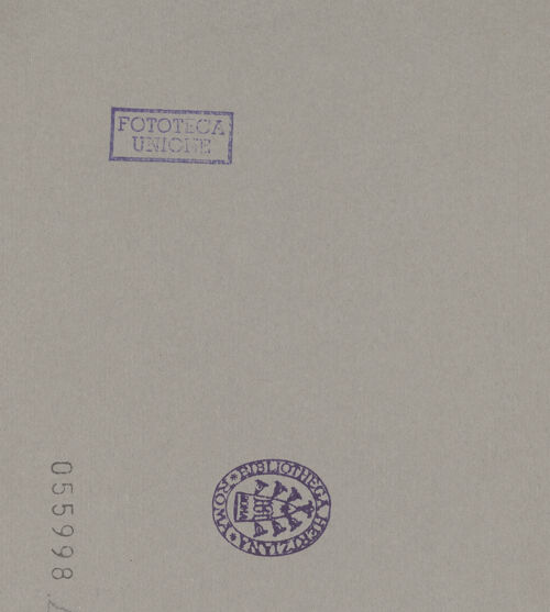 Rückseite von Alinari [https://www.deutsche-digitale-bibliothek.de/content/lizenzen/rv-ez/] Tod der heiligen Cäcilia im Beisein von Papst Paschalis I. und dem heiligen Maximus - Teilansicht, rechts: die Heiligen Cäcilia und Maximus, bh055998_recto. Foto.