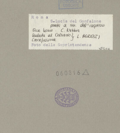 Rückseite von Sopr. Mon. Laz. [https://www.deutsche-digitale-bibliothek.de/content/lizenzen/rv-ez/] Freskenzyklus zur Passion Christi - linke Seitenwand, bh060816_recto. Foto.