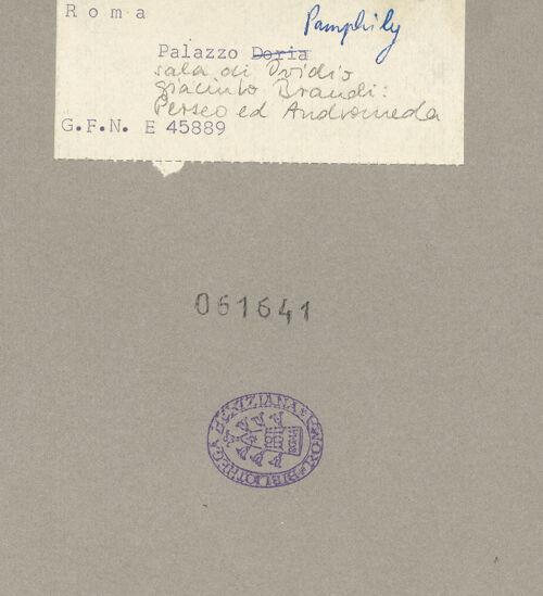 Rückseite von GFN [https://www.deutsche-digitale-bibliothek.de/content/lizenzen/rv-ez/] Fries mit mythologischen Szenen aus den Metamorphosen des OvidPerseus und Andromeda - Ostwand, bh061641_recto. Foto.