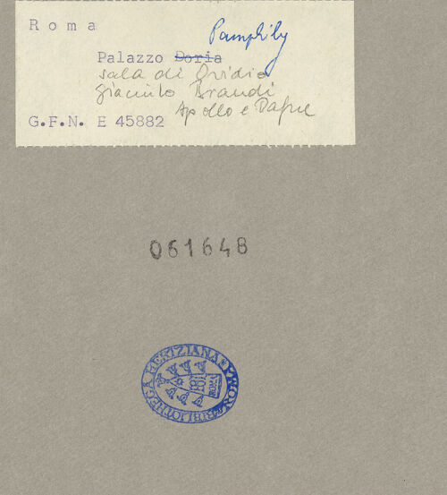 Rückseite von GFN [https://www.deutsche-digitale-bibliothek.de/content/lizenzen/rv-ez/] Fries mit mythologischen Szenen aus den Metamorphosen des OvidApollo und Daphne - Nordwand, bh061648_recto. Foto.