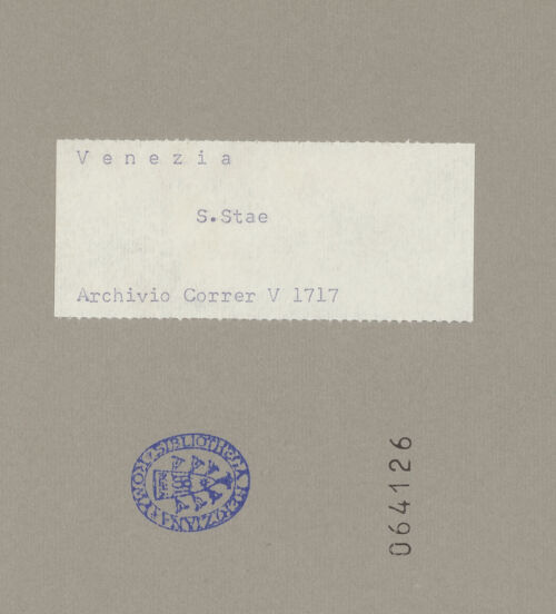 Rückseite von Archivio Correr [https://www.deutsche-digitale-bibliothek.de/content/lizenzen/rv-ez/] San Stae - Canal Grande und Kirchenfassade, bh064126_recto. Foto.