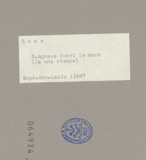 Rückseite von Sopr.Mon.Lazio [https://www.deutsche-digitale-bibliothek.de/content/lizenzen/rv-ez/] Blick auf Sant'Agnese und Santa Costanza - , bh064934_recto. Foto.