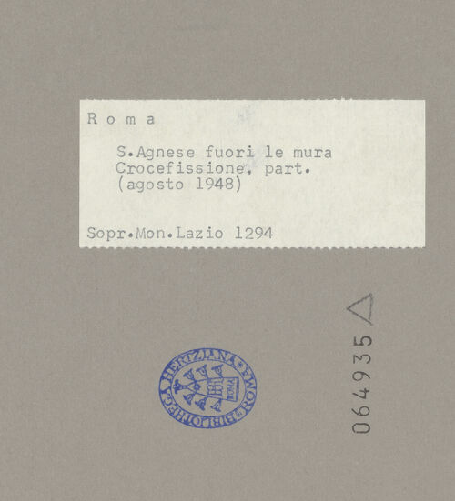 Rückseite von Sopr.Mon.Lazio [https://www.deutsche-digitale-bibliothek.de/content/lizenzen/rv-ez/] Freskenzyklus mit Propheten und Szenen aus dem Leben ChristiKreuzigung - Detail: der Gekreuzigte, bh064935_recto. Foto.