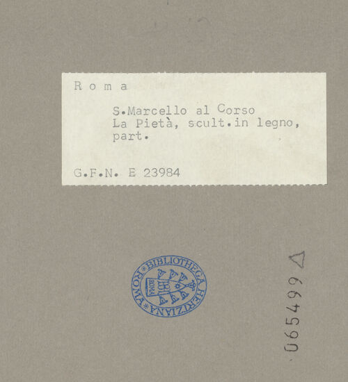 Rückseite von ICCD [https://www.deutsche-digitale-bibliothek.de/content/lizenzen/rv-ez/] Pietà - Detail: Unterkörper Christi, bh065499_recto. Foto.