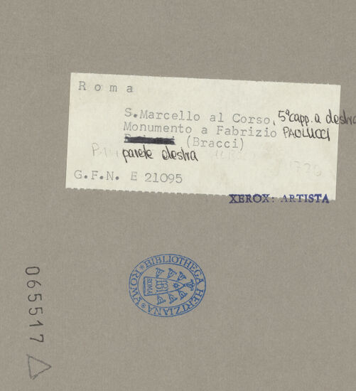 Rückseite von ICCD [https://www.deutsche-digitale-bibliothek.de/content/lizenzen/rv-ez/] Grabmal des Kardinals Fabrizio Paolucci (gest. 1726) - , bh065517_recto. Foto.