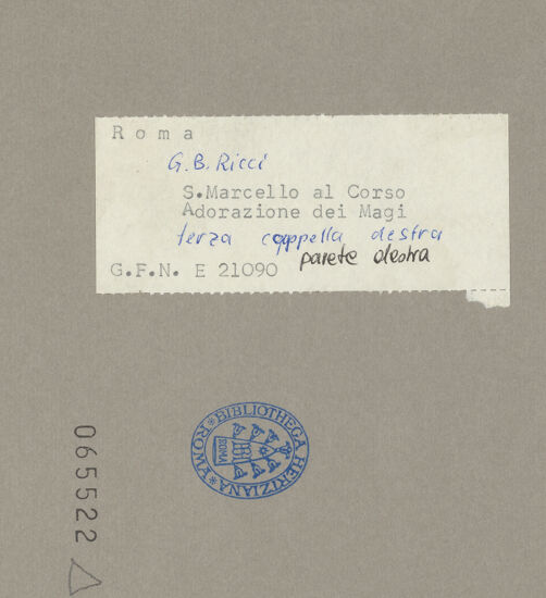 Rückseite von ICCD [https://www.deutsche-digitale-bibliothek.de/content/lizenzen/rv-ez/] Szenen aus dem Marienleben, Evangelisten und ProphetenAnbetung der Könige - , bh065522_recto. Foto.