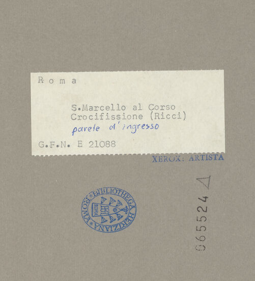 Rückseite von ICCD [https://www.deutsche-digitale-bibliothek.de/content/lizenzen/rv-ez/] Passion Christi und Ereignisse bis zur HimmelfahrtKreuzigung - , bh065524_recto. Foto.