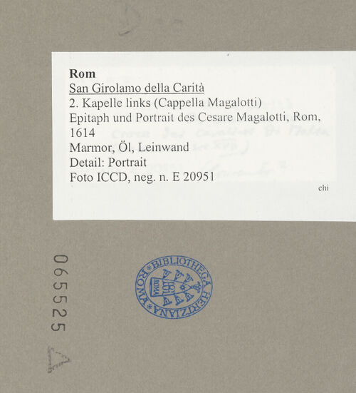 Rückseite von ICCD [https://www.deutsche-digitale-bibliothek.de/content/lizenzen/rv-ez/] Epitaph und Portrait des Cesare Magalotti - Detail: Portrait, bh065525_recto. Foto.