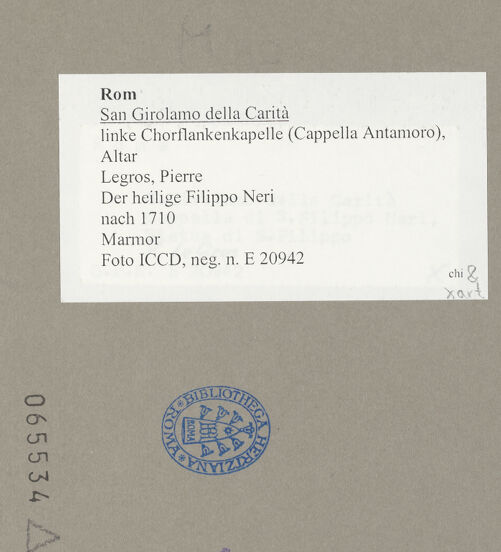 Rückseite von ICCD [https://www.deutsche-digitale-bibliothek.de/content/lizenzen/rv-ez/] Der Heilige Filippo Neri - , bh065534_recto. Foto.