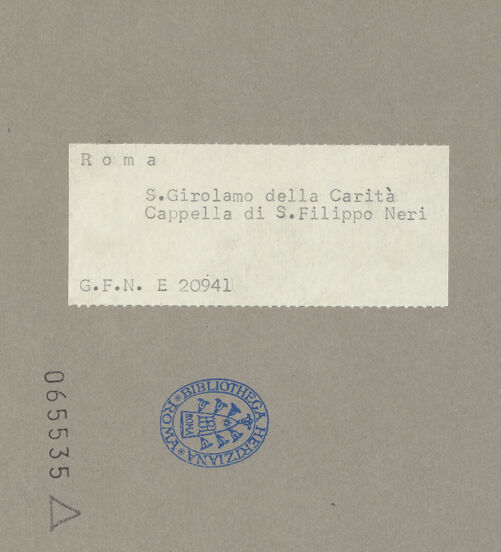 Rückseite von ICCD [https://www.deutsche-digitale-bibliothek.de/content/lizenzen/rv-ez/] San Girolamo della CaritàCappella Antamoro - , bh065535_recto. Foto.