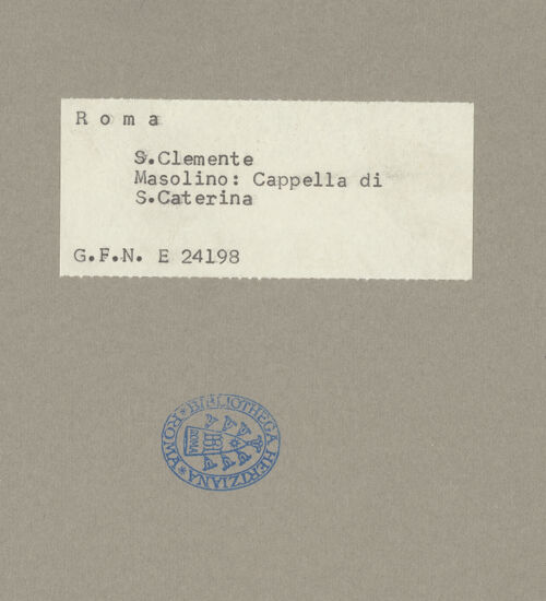 Rückseite von ICCD [https://www.deutsche-digitale-bibliothek.de/content/lizenzen/rv-ez/] Szenen aus dem Leben der heiligen Katharina von AlexandrienDie heilige Katharina verweigert die Anbetung heidnischer Götterstatuen vor Kaiser Maxentius - , bh065989_recto. Foto.