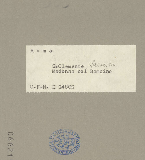 Rückseite von ICCD [https://www.deutsche-digitale-bibliothek.de/content/lizenzen/rv-ez/] Madonna - , bh066219_recto. Foto.