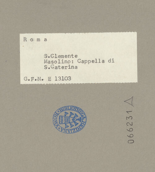 Rückseite von ICCD [https://www.deutsche-digitale-bibliothek.de/content/lizenzen/rv-ez/] Szenen aus dem Leben der heiligen Katharina von AlexandrienDie heilige Katharina verweigert die Anbetung heidnischer Götterstatuen vor Kaiser Maxentius - , bh066231_recto. Foto.