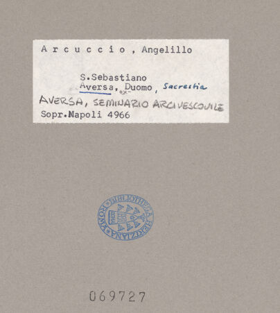 Rückseite von Sopr. BAS NA [https://www.deutsche-digitale-bibliothek.de/content/lizenzen/rv-ez/] Heiliger Sebastian - Gesamtansicht, bh069727_recto. Foto.