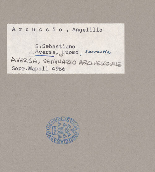 Rückseite von Sopr. BAS NA [https://www.deutsche-digitale-bibliothek.de/content/lizenzen/rv-ez/] Heiliger Sebastian - Gesamtansicht, bh069727_recto. Foto.