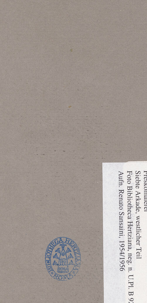Rückseite von Bibliotheca Hertziana [https://www.deutsche-digitale-bibliothek.de/content/lizenzen/rv-ez/] SüdwandBogenlaibungen - Siebte Arkade, westlicher Teil, bh069939_recto. Foto: Sansaini, Renato.