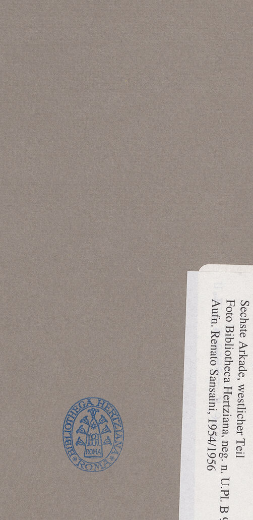 Rückseite von Bibliotheca Hertziana [https://www.deutsche-digitale-bibliothek.de/content/lizenzen/rv-ez/] SüdwandBogenlaibungen - Sechste Arkade, westlicher Teil, bh069940_recto. Foto: Sansaini, Renato.