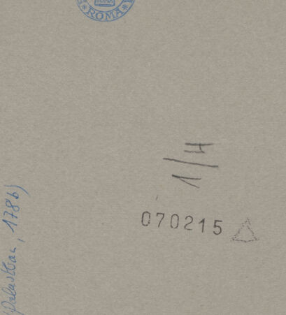 Rückseite von Kunstbibliothek [https://www.deutsche-digitale-bibliothek.de/content/lizenzen/rv-ez/] Codex Destailleur DTorre del Monte: Teil der Fassade und Profile der Gesimse - , bh070215_recto. Foto.