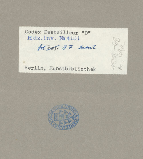 Rückseite von Kunstbibliothek [https://www.deutsche-digitale-bibliothek.de/content/lizenzen/rv-ez/] Codex Destailleur DPalazzo Farnese: Grundriss des Erdgeschosses - linke Bildhälfte, bh070261_recto. Foto.