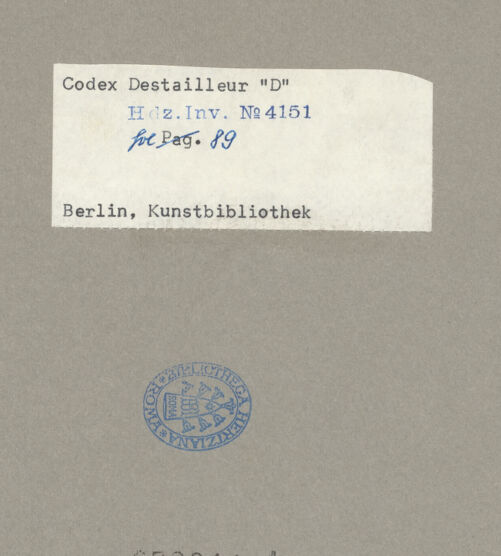 Rückseite von Kunstbibliothek [https://www.deutsche-digitale-bibliothek.de/content/lizenzen/rv-ez/] Codex Destailleur DSt. Peter: Die unteren Turmgeschosse und die Haupttreppe - , bh070264_recto. Foto.