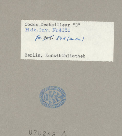 Rückseite von Kunstbibliothek [https://www.deutsche-digitale-bibliothek.de/content/lizenzen/rv-ez/] Codex Destailleur DSt. Peter: Schnitt durch die Kuppel mit vielen Detailzeichnungen - Ausschnitt, bh070268_recto. Foto.