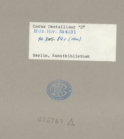 Rückseite von Kunstbibliothek [https://www.deutsche-digitale-bibliothek.de/content/lizenzen/rv-ez/] Codex Destailleur DSt. Peter: Schnitt durch die Kuppel mit vielen Detailzeichnungen - Ausschnitt, bh070269_recto. Foto.