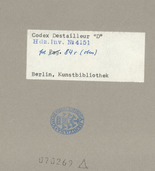 Rückseite von Kunstbibliothek [https://www.deutsche-digitale-bibliothek.de/content/lizenzen/rv-ez/] Codex Destailleur DSt. Peter: Schnitt durch die Kuppel mit vielen Detailzeichnungen - Ausschnitt, bh070269_recto. Foto.