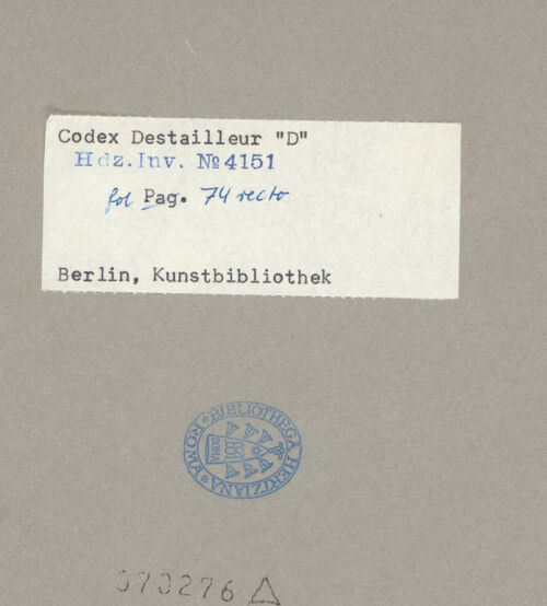 Rückseite von Kunstbibliothek [https://www.deutsche-digitale-bibliothek.de/content/lizenzen/rv-ez/] Codex Destailleur DS. Costanza: Nachzeichnung eines Mosaiks und S. Agnese: Maßskizze eines Säulenschafts - , bh070276_recto. Foto.