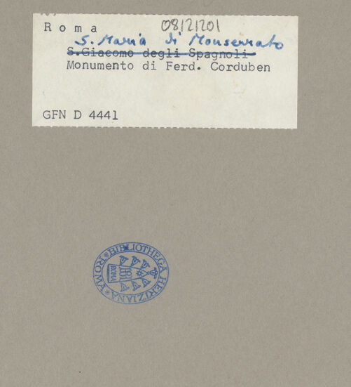 Rückseite von ICCD [https://rightsstatements.org/page/CNE/1.0/] Grabmal des Ferdinando (Fernando) de Córdoba (+1486) - Gesamtansicht, bh073074_recto. Foto.