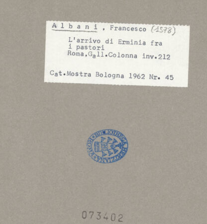 Rückseite von unbekannt [https://www.deutsche-digitale-bibliothek.de/content/lizenzen/rv-ez/] Landschaft mit der Ankunft Erminias bei den Hirten (Szene aus dem Epos Gerusalemme liberata) - Gesamtansicht, bh073402_recto. Foto.