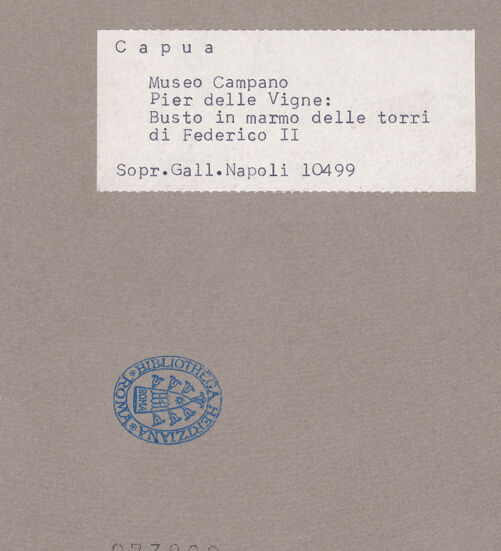 Rückseite von Sopr. BAS NA [https://www.deutsche-digitale-bibliothek.de/content/lizenzen/rv-ez/] Kopf der Capua Fidelis - Frontalansicht (von unten), bh073882_recto. Foto.