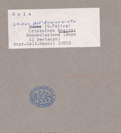 Rückseite von Sopr. BAS NA [https://www.deutsche-digitale-bibliothek.de/content/lizenzen/rv-ez/] Verkündigung - Gesamtansicht (nach der Restaurierung), bh073885_recto. Foto.