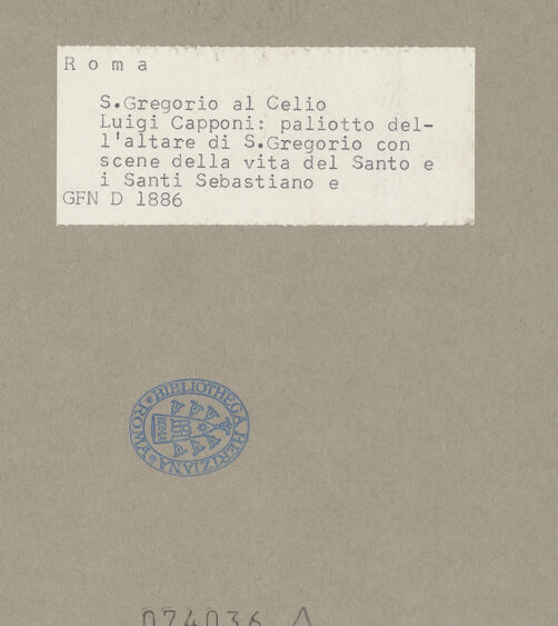 Rückseite von ICCD [https://www.deutsche-digitale-bibliothek.de/content/lizenzen/rv-ez/] Antependium mit Szenen aus dem Leben des Heiligen Gregorius Magno - Gesamtansicht der drei Reliefs, bh074036_recto. Foto.